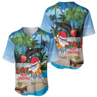 Antigua And Barbuda Christmas Baseball Jersey Magnificent Frigatebird Dabbing Santa - Wonder Print Shop
