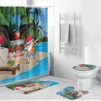 Antigua And Barbuda Christmas Bathroom Set Magnificent Frigatebird Dabbing Santa - Wonder Print Shop