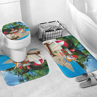Antigua And Barbuda Christmas Bathroom Set Magnificent Frigatebird Dabbing Santa - Wonder Print Shop