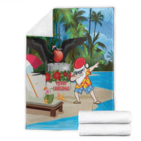 Antigua And Barbuda Christmas Blanket Magnificent Frigatebird Dabbing Santa - Wonder Print Shop