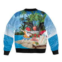 Antigua And Barbuda Christmas Bomber Jacket Magnificent Frigatebird Dabbing Santa - Wonder Print Shop