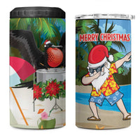 Antigua And Barbuda Christmas 4 in 1 Can Cooler Tumbler Magnificent Frigatebird Dabbing Santa - Wonder Print Shop
