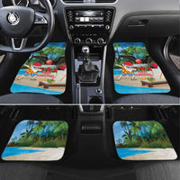 Antigua And Barbuda Christmas Car Mats Magnificent Frigatebird Dabbing Santa - Wonder Print Shop