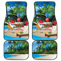 Antigua And Barbuda Christmas Car Mats Magnificent Frigatebird Dabbing Santa - Wonder Print Shop