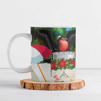 Antigua And Barbuda Christmas Ceramic Mug Magnificent Frigatebird Dabbing Santa - Wonder Print Shop