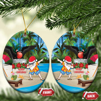 Antigua And Barbuda Christmas Ceramic Ornament Magnificent Frigatebird Dabbing Santa - Wonder Print Shop