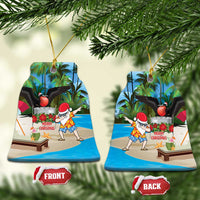 Antigua And Barbuda Christmas Ceramic Ornament Magnificent Frigatebird Dabbing Santa - Wonder Print Shop