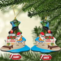 Antigua And Barbuda Christmas Ceramic Ornament Magnificent Frigatebird Dabbing Santa - Wonder Print Shop