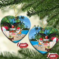 Antigua And Barbuda Christmas Ceramic Ornament Magnificent Frigatebird Dabbing Santa - Wonder Print Shop