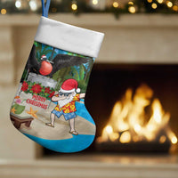 Antigua And Barbuda Christmas Stocking Magnificent Frigatebird Dabbing Santa - Wonder Print Shop