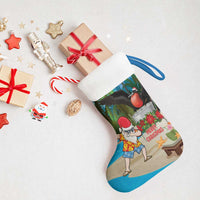 Antigua And Barbuda Christmas Stocking Magnificent Frigatebird Dabbing Santa - Wonder Print Shop