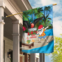 Antigua And Barbuda Christmas Garden Flag Magnificent Frigatebird Dabbing Santa - Wonder Print Shop