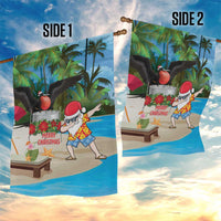 Antigua And Barbuda Christmas Garden Flag Magnificent Frigatebird Dabbing Santa - Wonder Print Shop