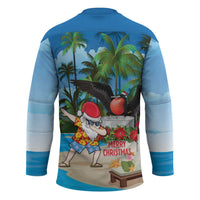 Antigua And Barbuda Christmas Hockey Jersey Magnificent Frigatebird Dabbing Santa - Wonder Print Shop