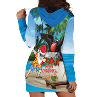 Antigua And Barbuda Christmas Hoodie Dress Magnificent Frigatebird Dabbing Santa - Wonder Print Shop