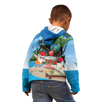 Antigua And Barbuda Christmas Kid Hoodie Magnificent Frigatebird Dabbing Santa - Wonder Print Shop