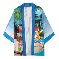Antigua And Barbuda Christmas Kimono Magnificent Frigatebird Dabbing Santa - Wonder Print Shop