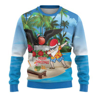 Antigua And Barbuda Christmas Ugly Christmas Sweater Magnificent Frigatebird Dabbing Santa - Wonder Print Shop