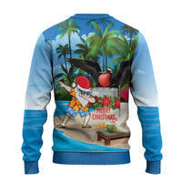 Antigua And Barbuda Christmas Ugly Christmas Sweater Magnificent Frigatebird Dabbing Santa - Wonder Print Shop