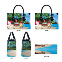 Antigua And Barbuda Christmas Leather Bag Magnificent Frigatebird Dabbing Santa - Wonder Print Shop