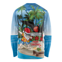 Antigua And Barbuda Christmas Long Sleeve Shirt Magnificent Frigatebird Dabbing Santa - Wonder Print Shop
