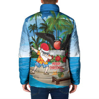 Antigua And Barbuda Christmas Padded Jacket Magnificent Frigatebird Dabbing Santa - Wonder Print Shop