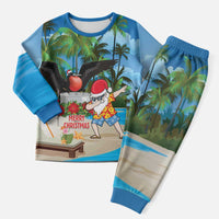 Antigua And Barbuda Christmas Pajama Set Magnificent Frigatebird Dabbing Santa - Wonder Print Shop