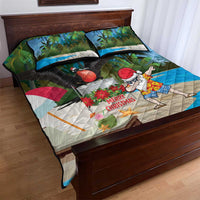 Antigua And Barbuda Christmas Quilt Bed Set Magnificent Frigatebird Dabbing Santa - Wonder Print Shop