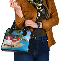 Antigua And Barbuda Christmas Shoulder Handbag Magnificent Frigatebird Dabbing Santa - Wonder Print Shop