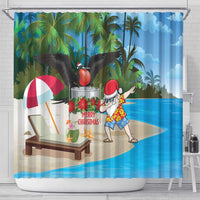 Antigua And Barbuda Christmas Shower Curtain Magnificent Frigatebird Dabbing Santa - Wonder Print Shop