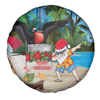 Antigua And Barbuda Christmas Spare Tire Cover Magnificent Frigatebird Dabbing Santa - Wonder Print Shop