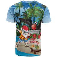 Antigua And Barbuda Christmas T Shirt Magnificent Frigatebird Dabbing Santa - Wonder Print Shop