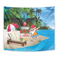 Antigua And Barbuda Christmas Tapestry Magnificent Frigatebird Dabbing Santa - Wonder Print Shop
