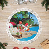 Antigua And Barbuda Christmas Tree Skirt Magnificent Frigatebird Dabbing Santa - Wonder Print Shop