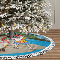Antigua And Barbuda Christmas Tree Skirt Magnificent Frigatebird Dabbing Santa - Wonder Print Shop