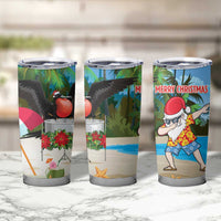 Antigua And Barbuda Christmas Tumbler Cup Magnificent Frigatebird Dabbing Santa - Wonder Print Shop