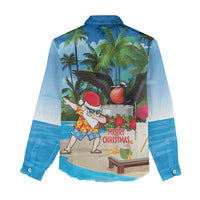 Antigua And Barbuda Christmas Women Casual Shirt Magnificent Frigatebird Dabbing Santa - Wonder Print Shop