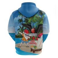 Antigua And Barbuda Christmas Zip Hoodie Magnificent Frigatebird Dabbing Santa - Wonder Print Shop