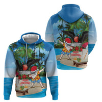 Antigua And Barbuda Christmas Zip Hoodie Magnificent Frigatebird Dabbing Santa - Wonder Print Shop