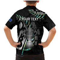 Personalised New Zealand Silver Fern Rugby Family Matching Mermaid Dress and Hawaiian Shirt Paua Shell With Champions Trophy History NZ Forever - Wonder Print Shop