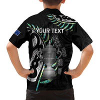 Personalised New Zealand Silver Fern Rugby Family Matching Summer Maxi Dress and Hawaiian Shirt Paua Shell With Champions Trophy History NZ Forever - Wonder Print Shop