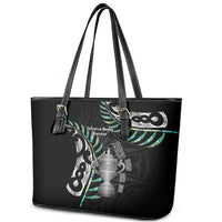 Personalised New Zealand Silver Fern Rugby Leather Tote Bag Paua Shell With Champions Trophy History NZ Forever - Wonder Print Shop