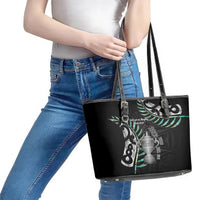 Personalised New Zealand Silver Fern Rugby Leather Tote Bag Paua Shell With Champions Trophy History NZ Forever - Wonder Print Shop