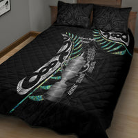 Personalised New Zealand Silver Fern Rugby Quilt Bed Set Paua Shell With Champions Trophy History NZ Forever - Wonder Print Shop
