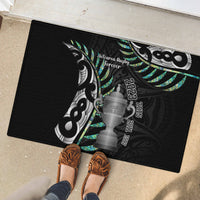 Personalised New Zealand Silver Fern Rugby Rubber Doormat Paua Shell With Champions Trophy History NZ Forever - Wonder Print Shop