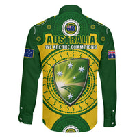 Australia Cricket Family Matching Off Shoulder Short Dress and Hawaiian Shirt 2023 World Cup 6th Champions Trophy National Color - Wonder Print Shop