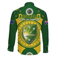 Australia Cricket Family Matching Short Sleeve Bodycon Dress and Hawaiian Shirt 2023 World Cup 6th Champions Trophy National Color - Wonder Print Shop