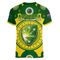 Australia Cricket Women V Neck T Shirt 2023 World Cup 6th Champions Trophy National Color - Wonder Print Shop