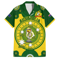 Personalised Australia Cricket Family Matching Short Sleeve Bodycon Dress and Hawaiian Shirt 2023 World Cup 6th Champions Trophy National Color - Wonder Print Shop