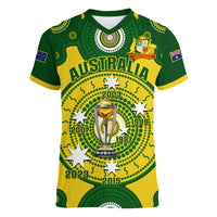 Personalised Australia Cricket Women V Neck T Shirt 2023 World Cup 6th Champions Trophy National Color - Wonder Print Shop